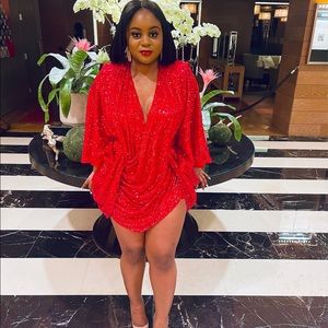 Ellae Lisque Center of Attention Sequin Dress/Red